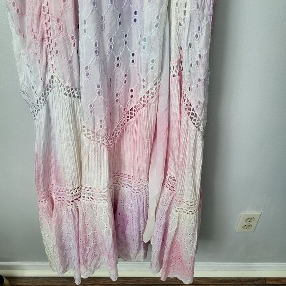 NEW $995 Loveshackfancy Corabella Revolve 100% Silk Tie Dye Ruffled Maxi… - Picture 10 of 16